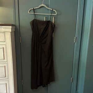 Chic Black Midi Dress with Spaghetti Straps